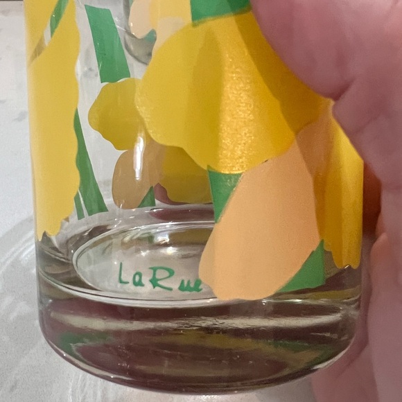 Vintage La Rue daffodil yellow and green lowball glasses set of 4 - Picture 8 of 10